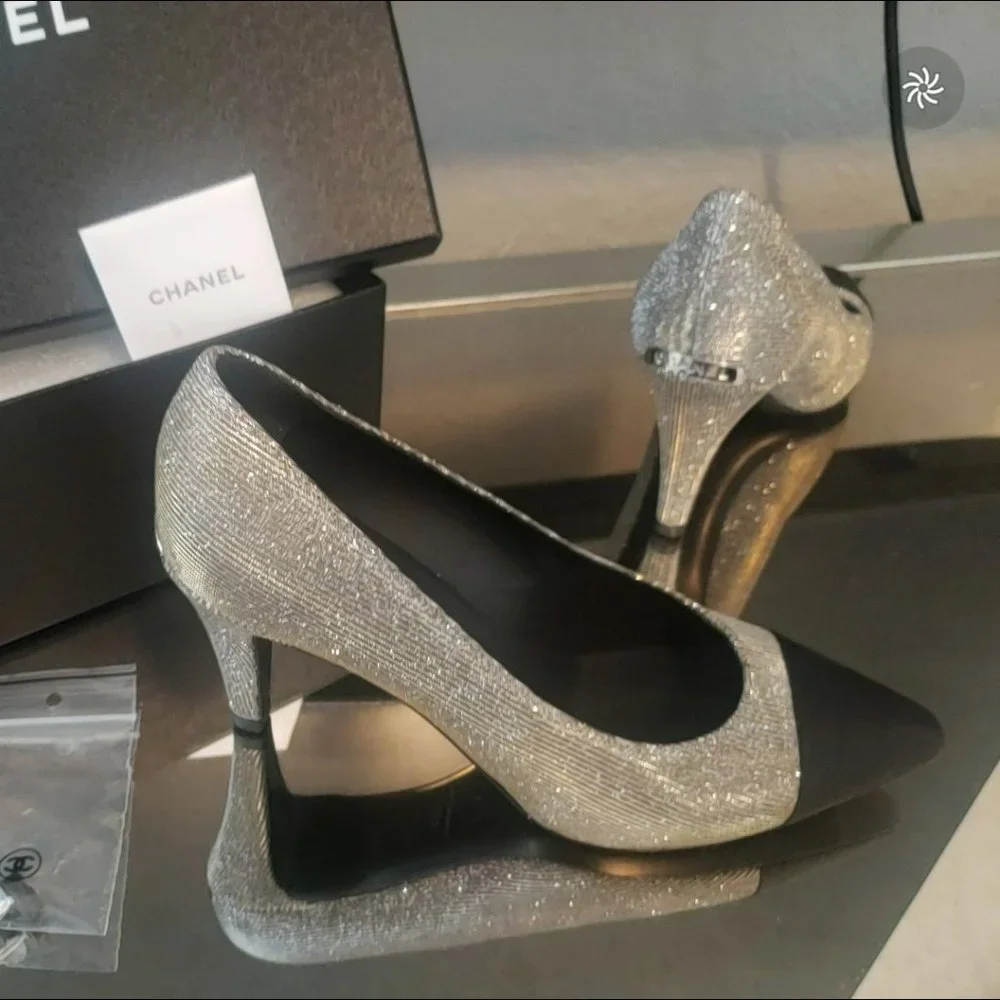 Chanel Sparkle Heels 38.5 GORGEOUS!!! RARE πππ - Picture 15 of 17